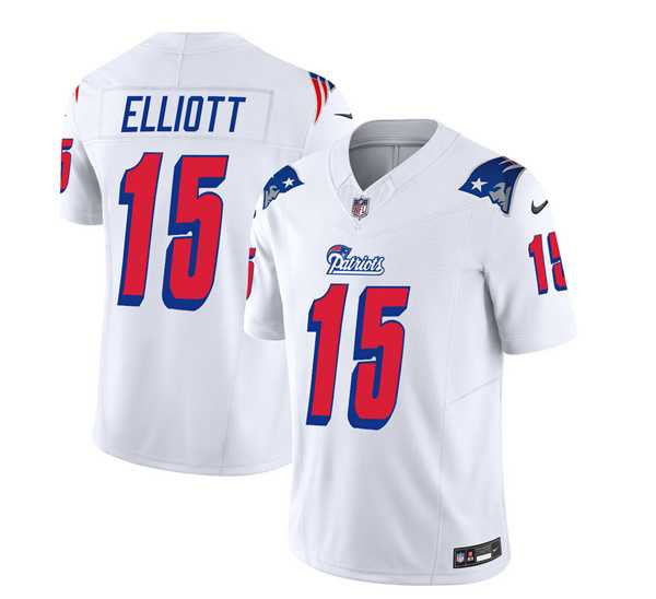 Men & Women & Youth New England Patriots #15 Ezekiel Elliott White 2023 F.U.S.E. Vapor Limited Jersey